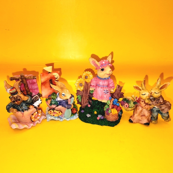 Other - Bunny Rabbit Figurine Lot Resin 3" Easter